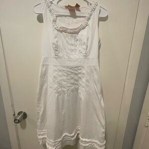 Tory Burch White Ruffle Detail Dress